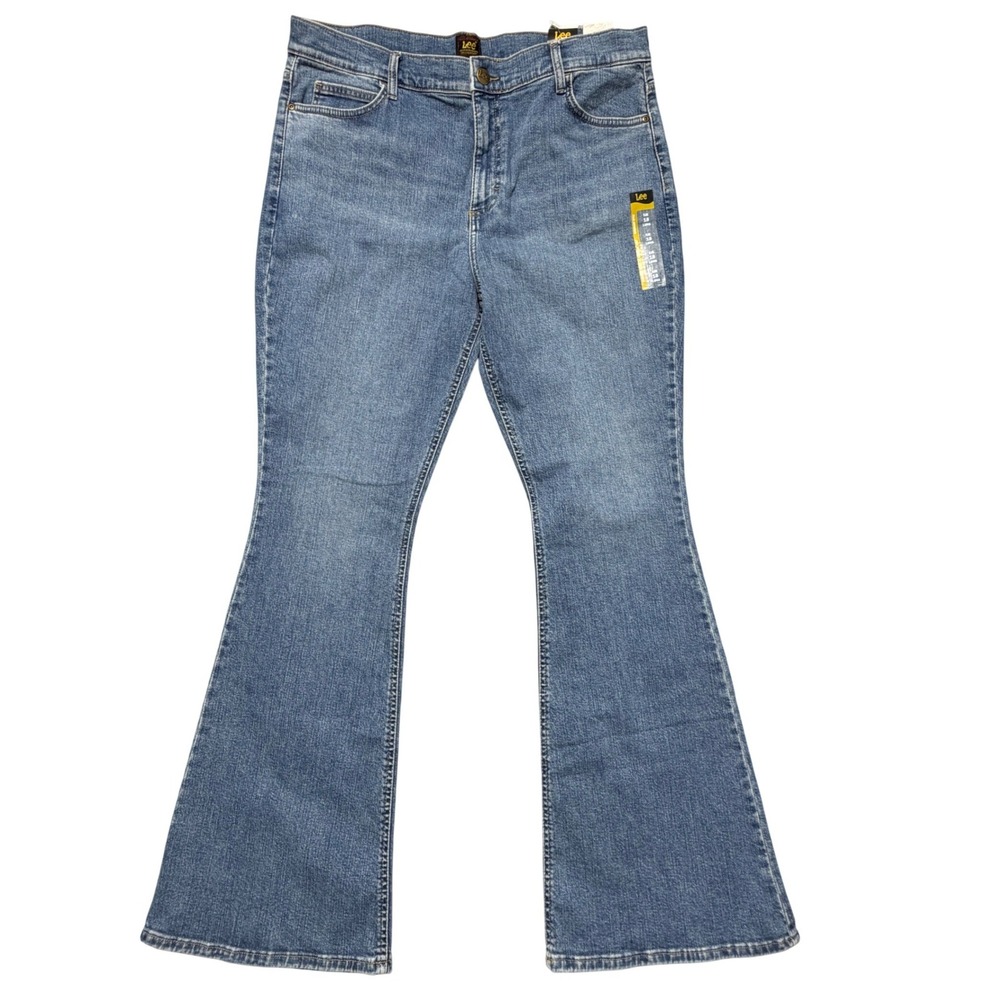 Lee Elevated Retro Flare Jeans Womens 18 Long Medium Wash Blue Denim 112339754